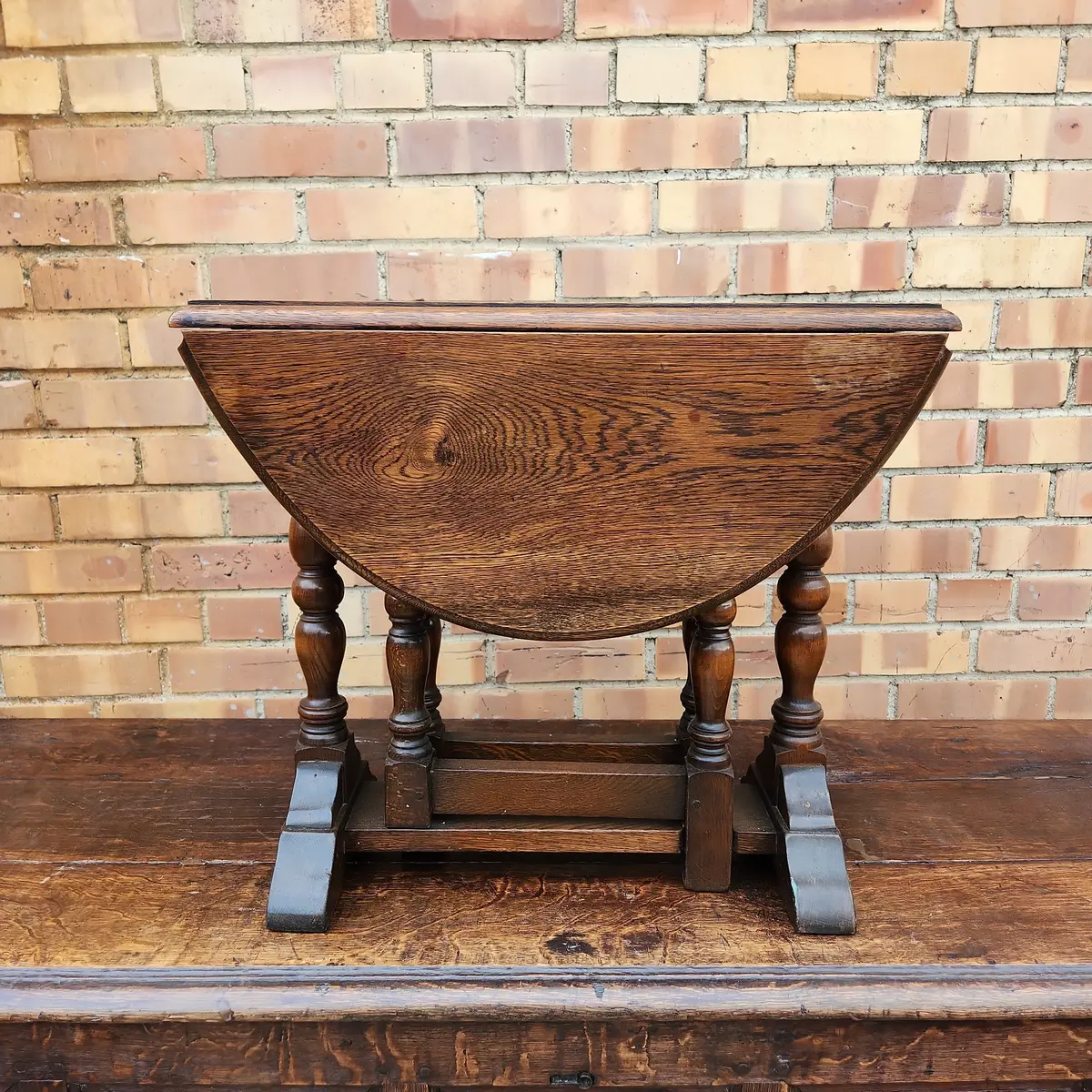 Petite French Farmhouse Oak Gateleg Table 1
