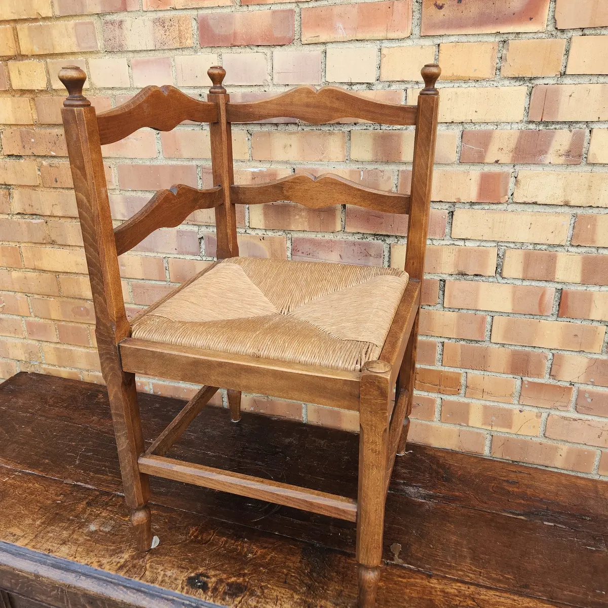 Pair Of Ladder Back Rush Seat Corner Chairs 1