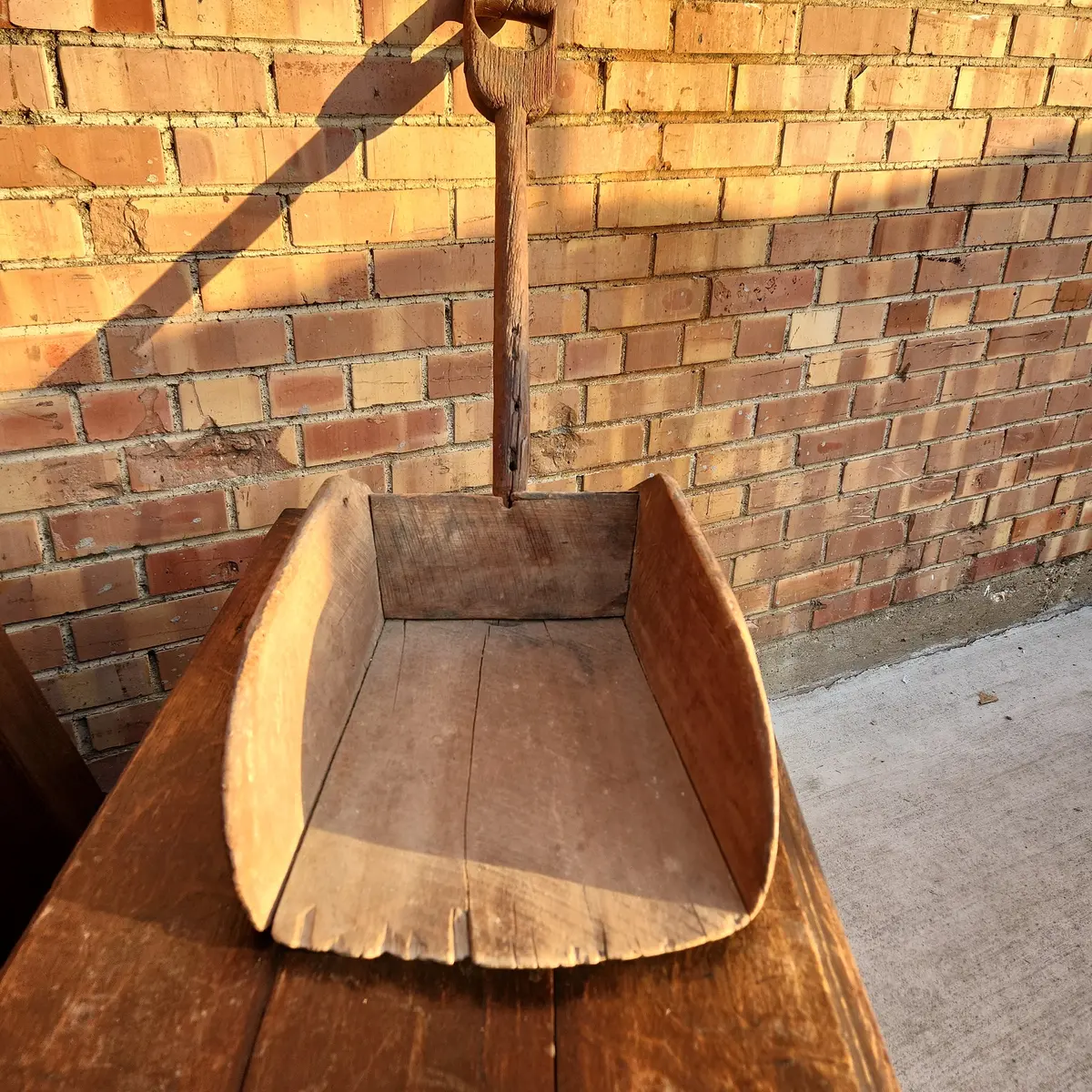 Large Primitive Wood Scoop On Stand 1
