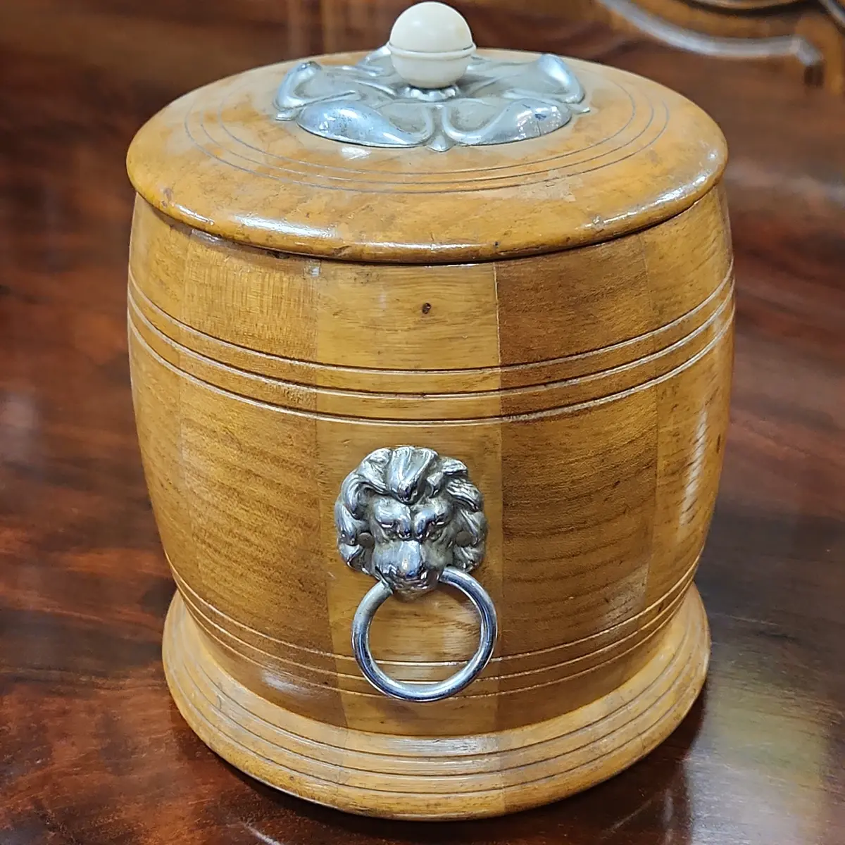 Wood And Chrome Biscuit Barrel 1