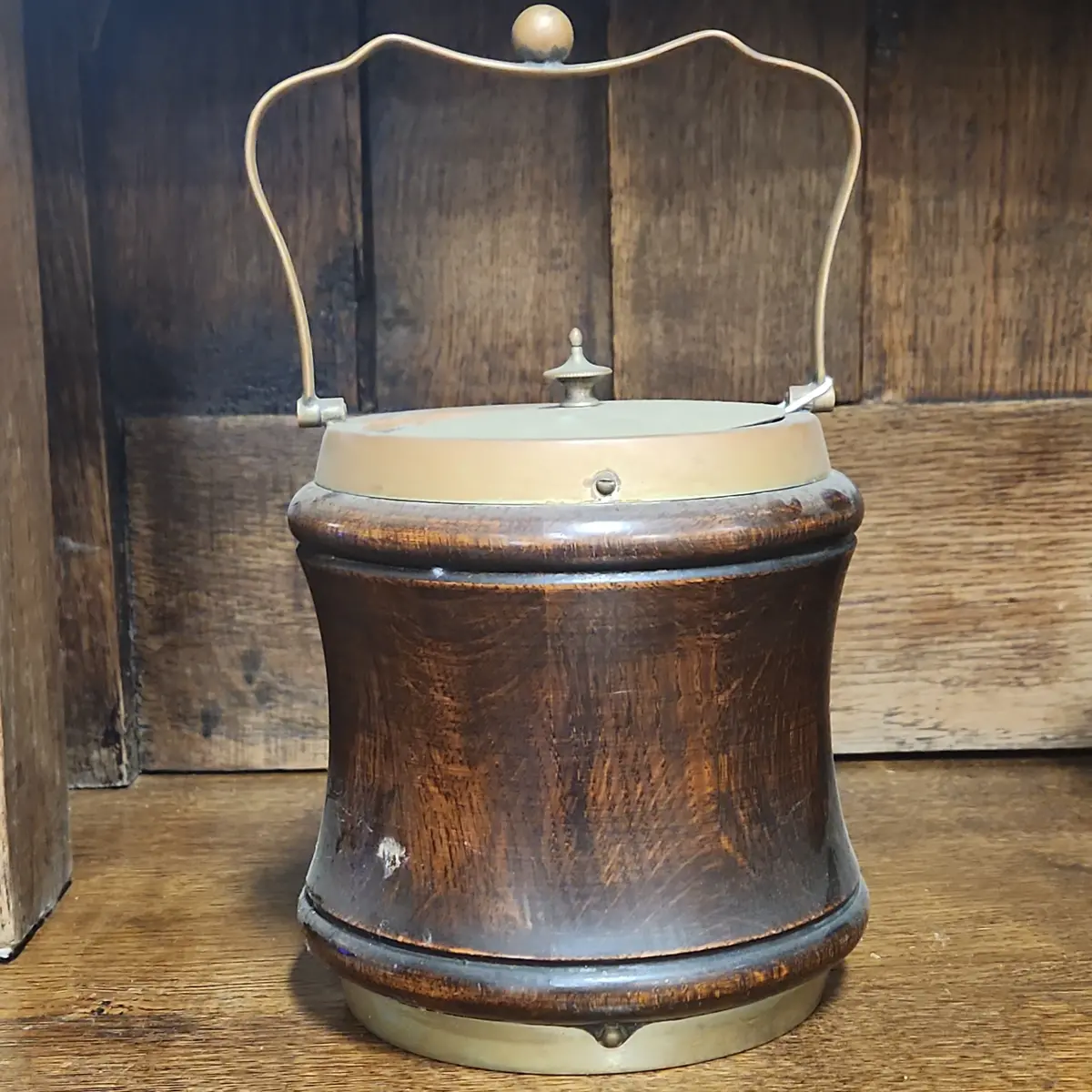 Wood And Chrome Biscuit Barrel 1