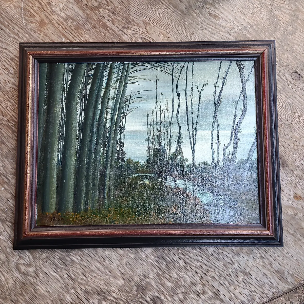 Small Oil Painting Of Trees At Dusk 1