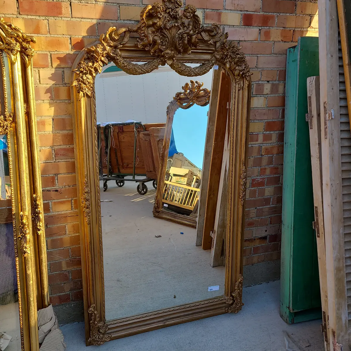 Gold Swag Vertical Mirror With Cherubim 1