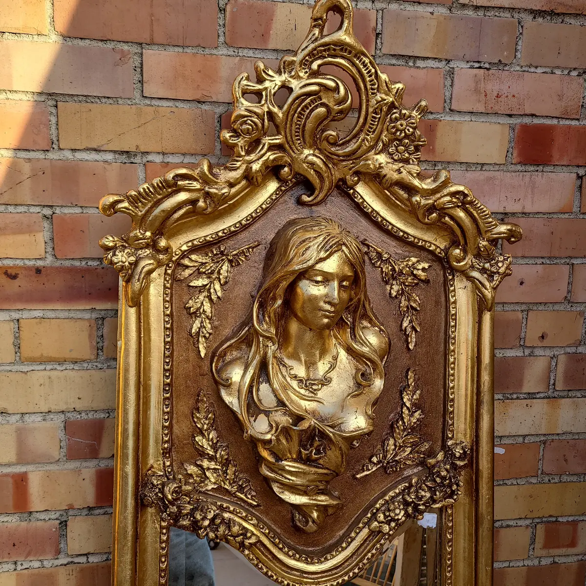 Narrow Mirror With Lady And Gold Swags 1