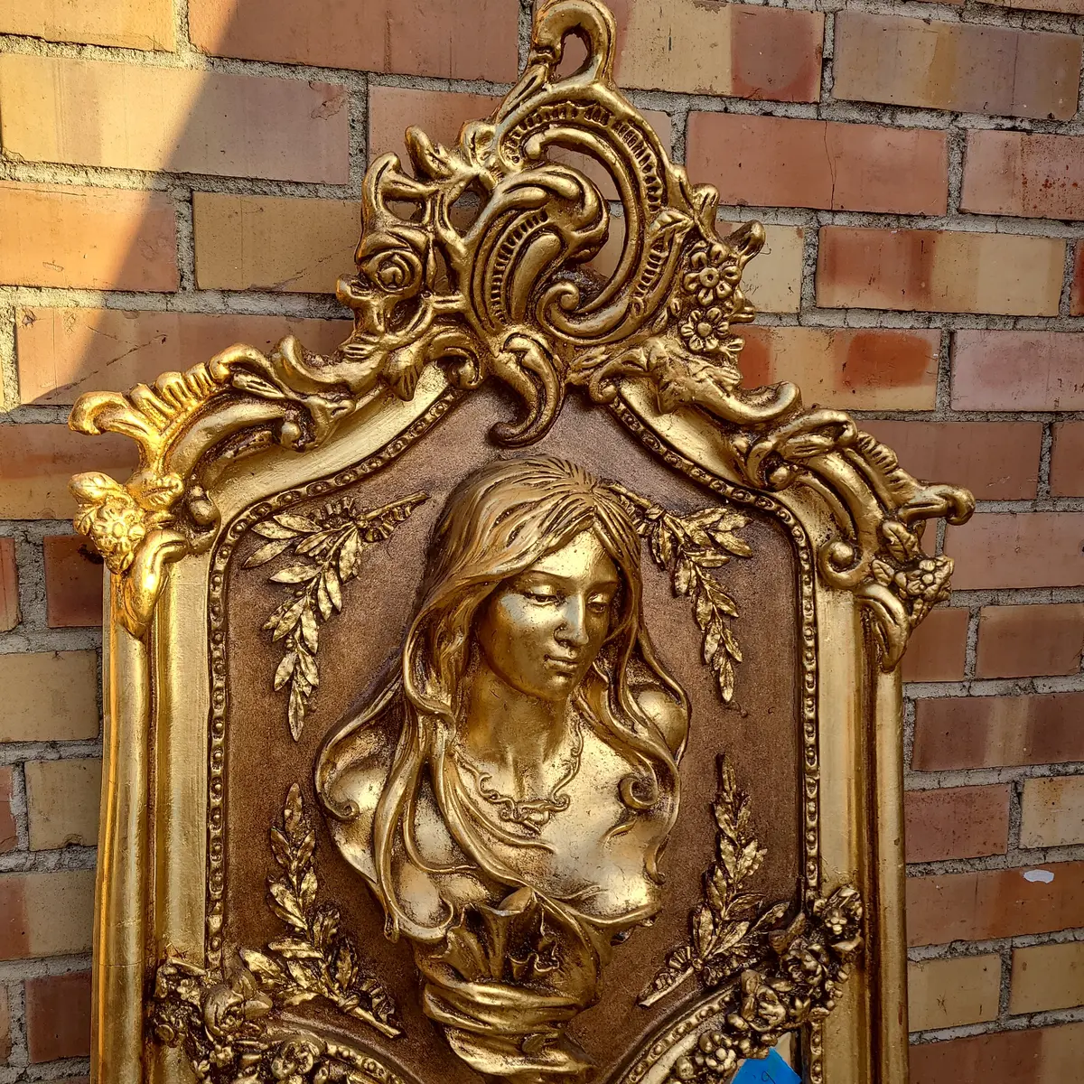 Narrow Mirror With Lady And Gold Swags 1