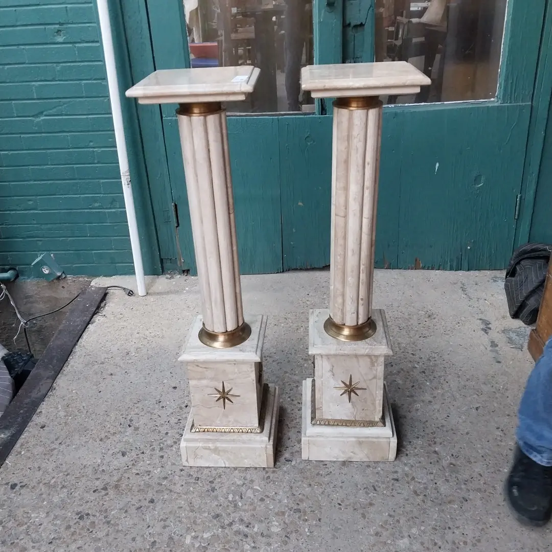 Pair Of Marble Cluster Column Pedestals 1