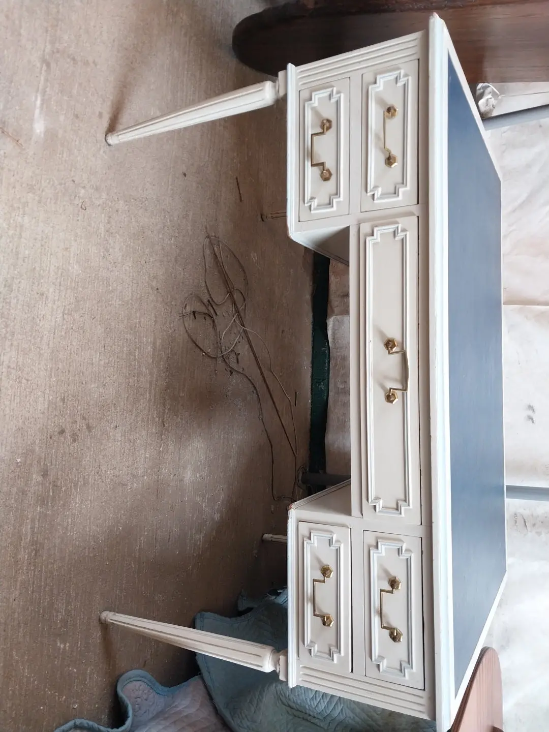 Small Louis Xvi Blue Leather Painted Desk 1
