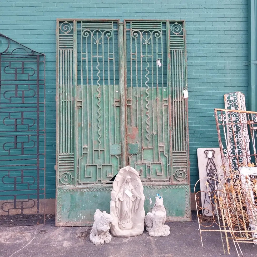 Pair Of Huge Green Iron Gates 1
