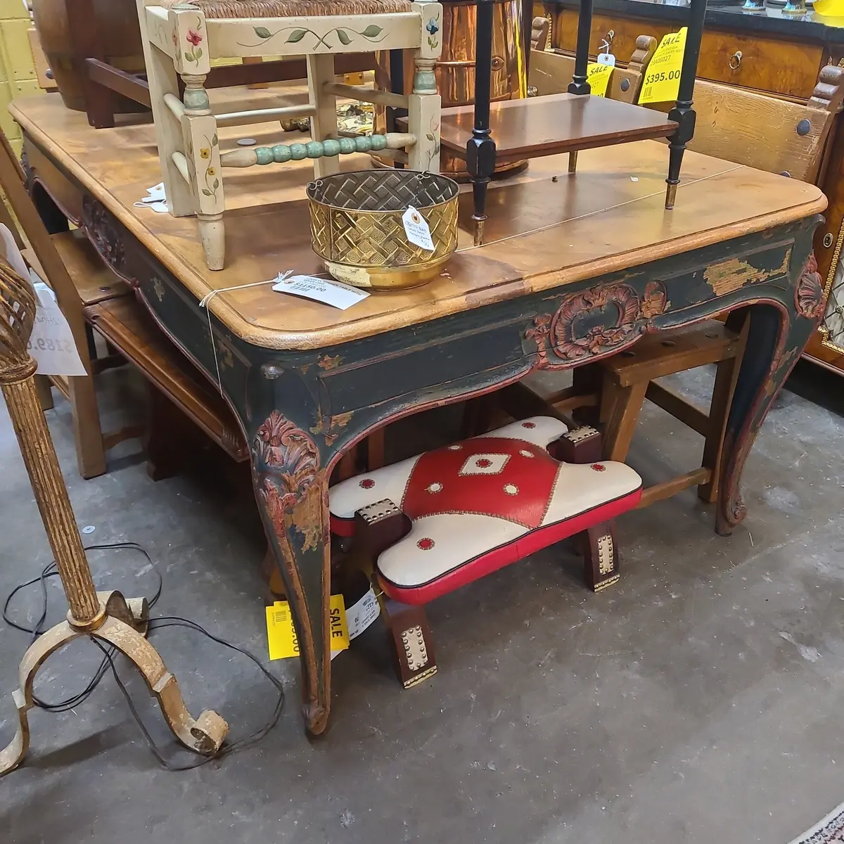 Louis Xv Kitchen Table With Green Legs 1