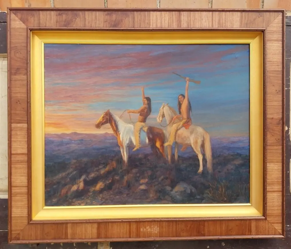 Ol Painting Of 2 Indian Braves By Rita Morris 1