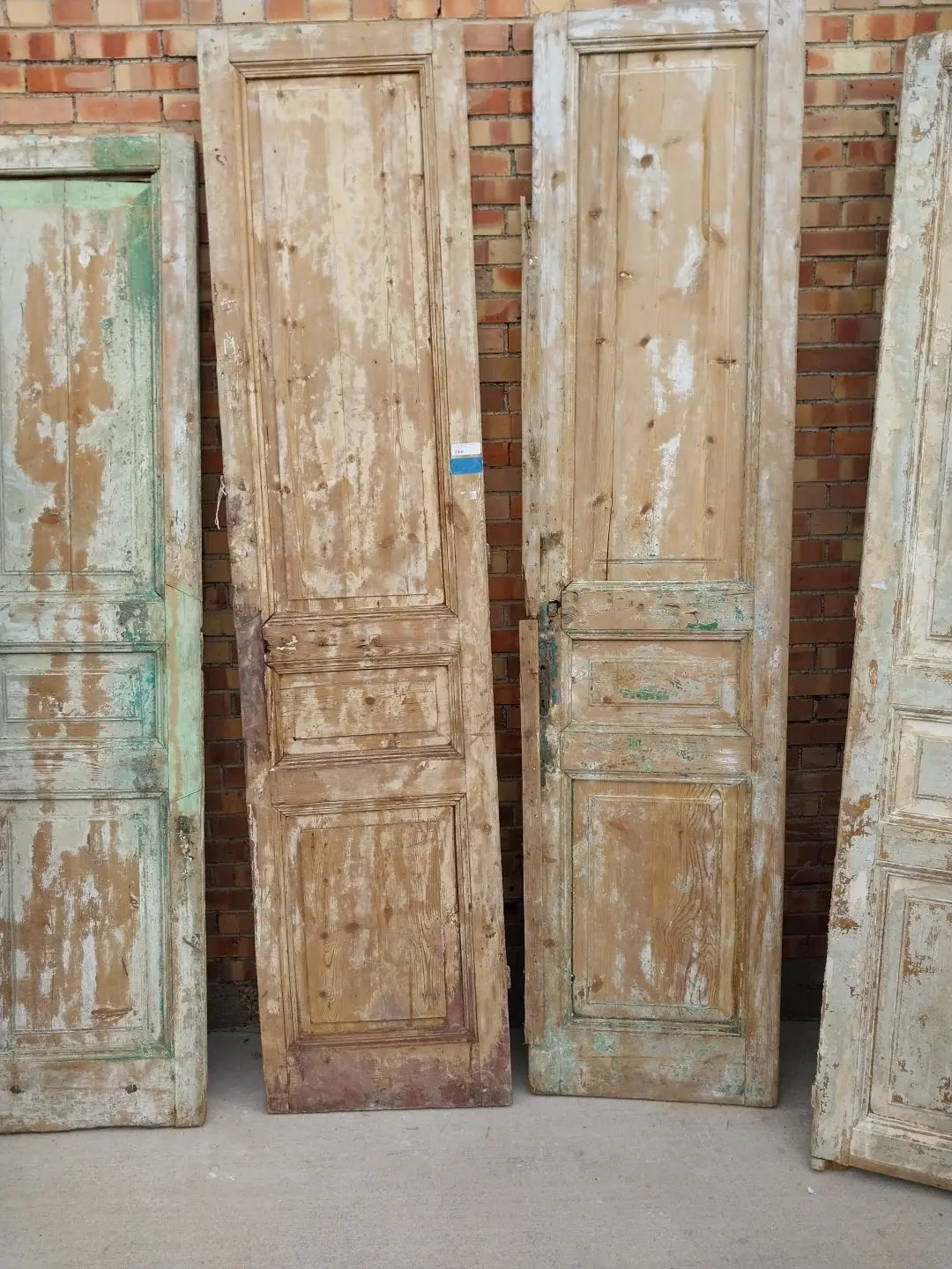 Pair Of Primitive Paneled Wooden Doors 1