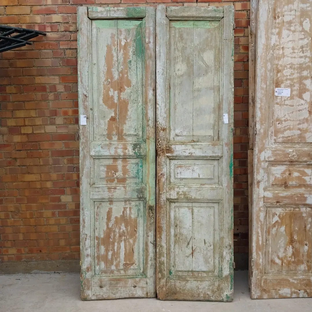 Pair Of Primitive Paneled Wooden Doors 1