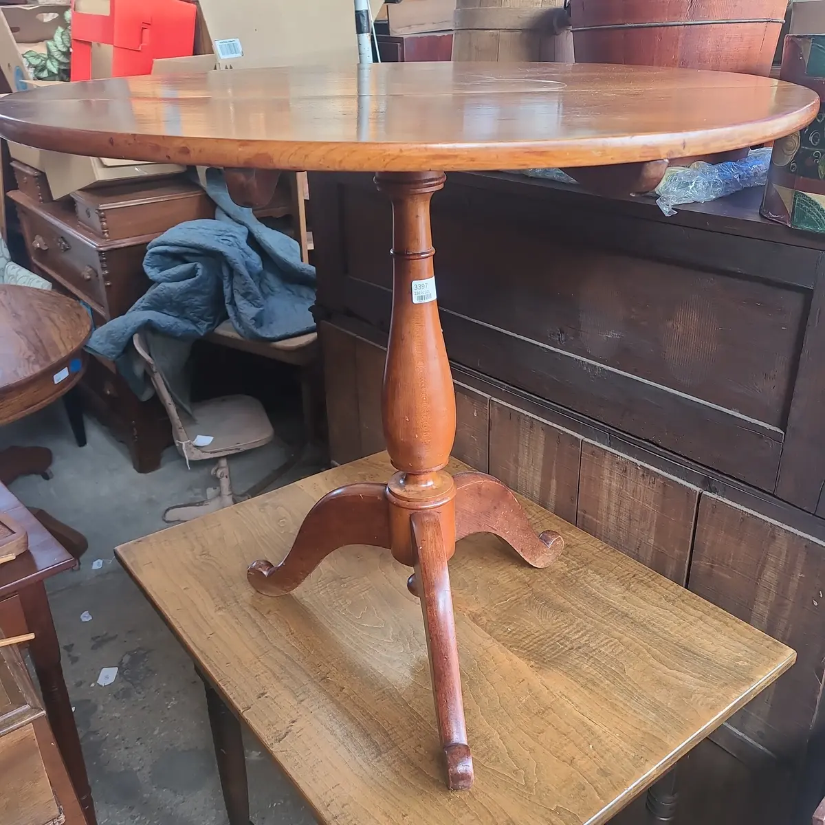19Th Century Round Cherry Flip Top Table 1