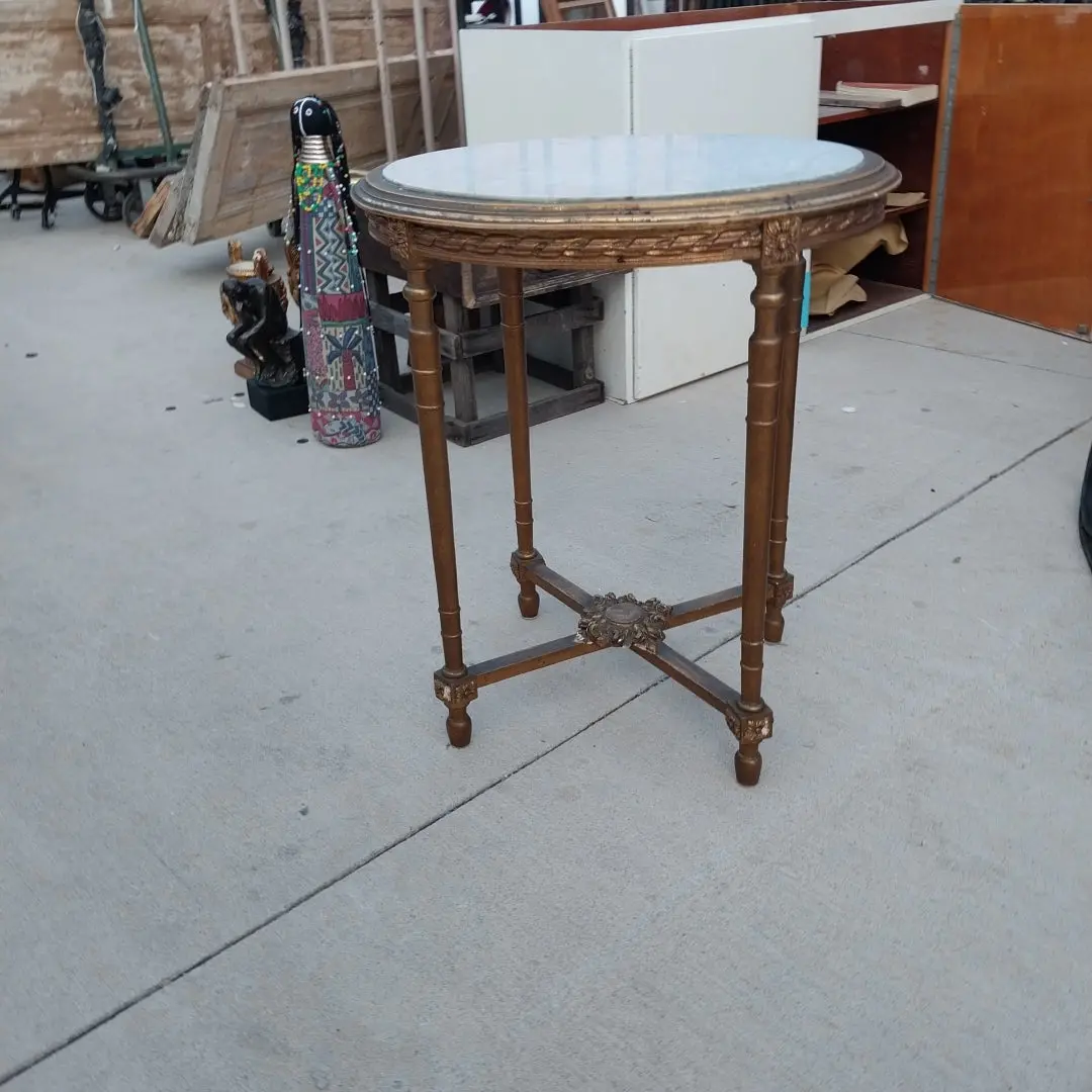 Lxvi Style Marble Top Gilt Side Table 1