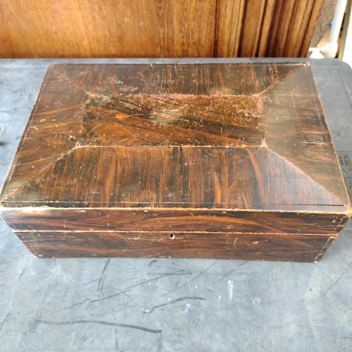 19Th Century Pine Dove Tailed Document Box With Faux Grain Finish 1