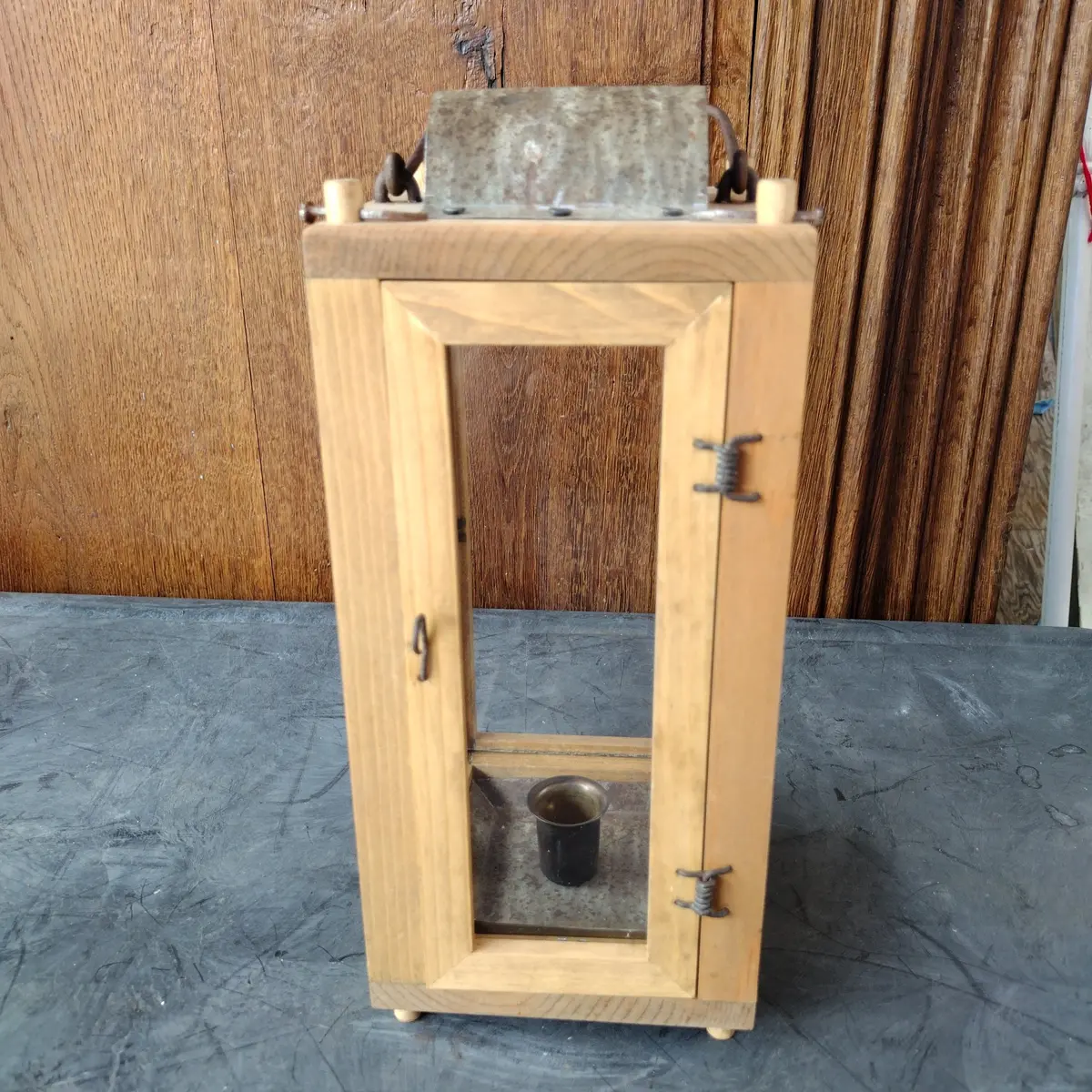Vintage Wood Candle Lantern 1