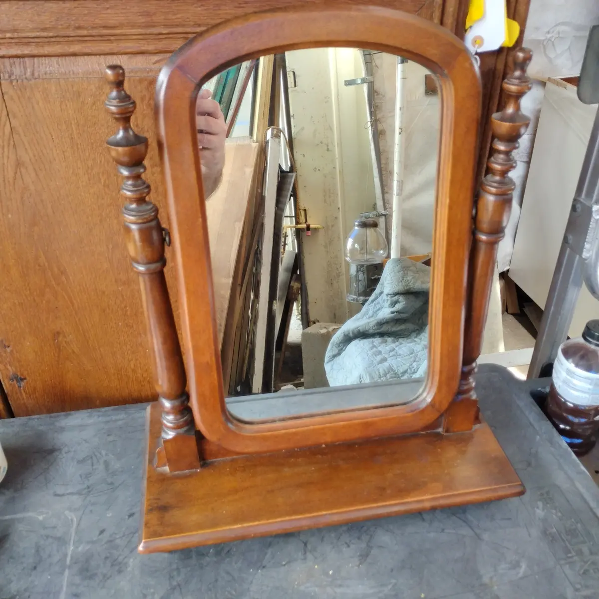 Vintage Wood Shaving And Dresser Mirror 1