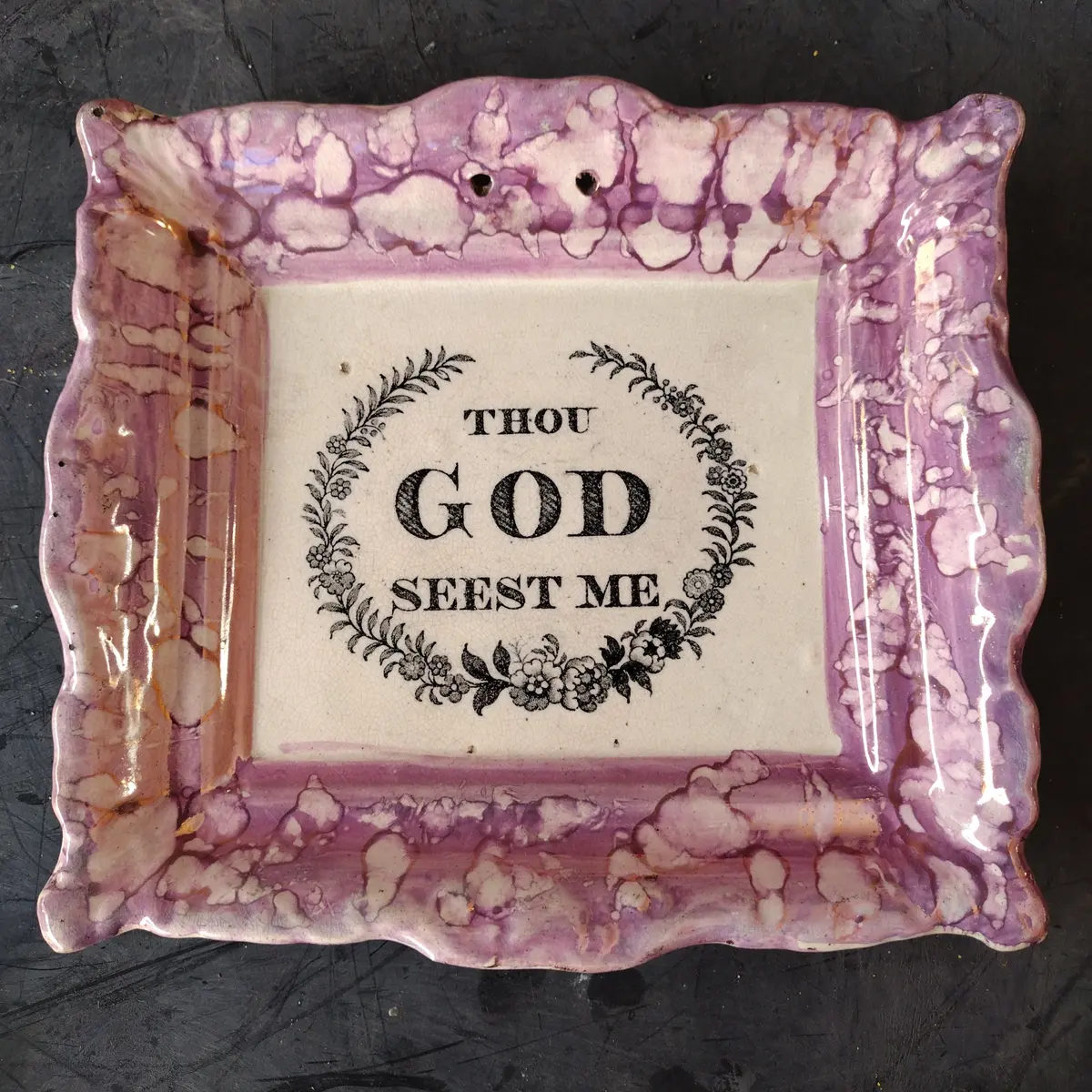 Victorian Rectangular Porcelain Religious Plate 1