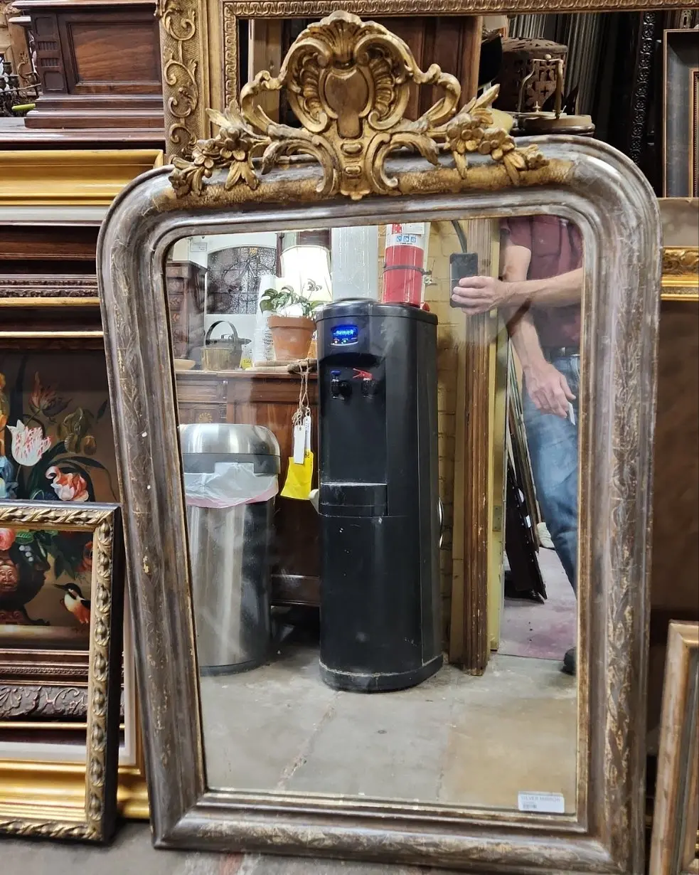 Vertical Transitional Louis Philipe Silver And Gold Mirror 1