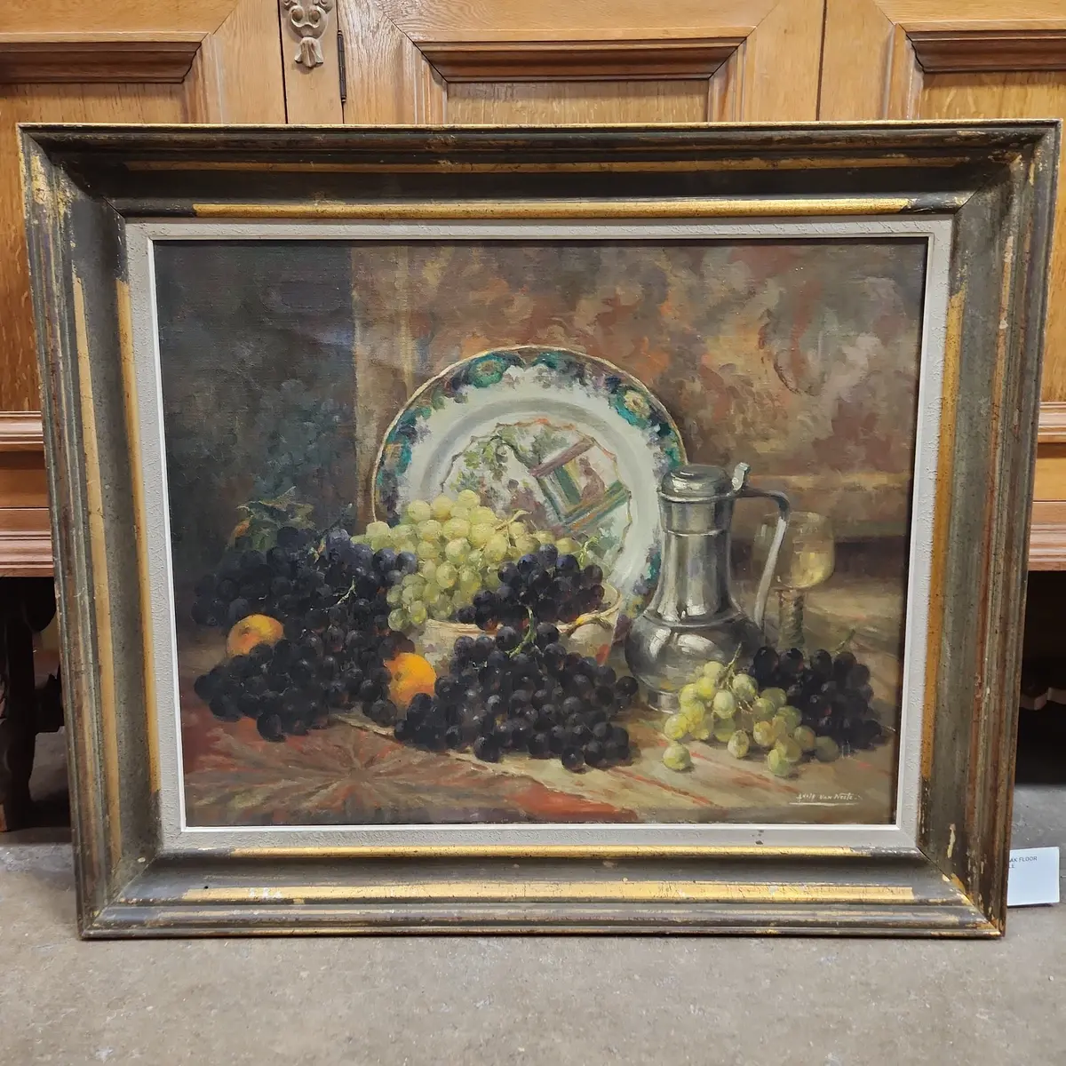Still Life Oil On Canvas-Signed Adolf Van Neste 1