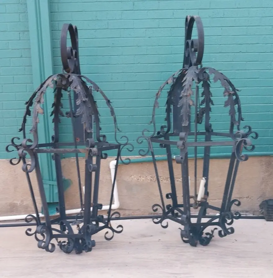 Pair Of Huge Iron Lanterns 1