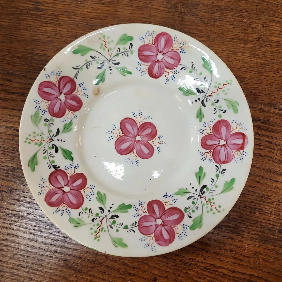 19Th Century Hand Painted Floral Plate 1
