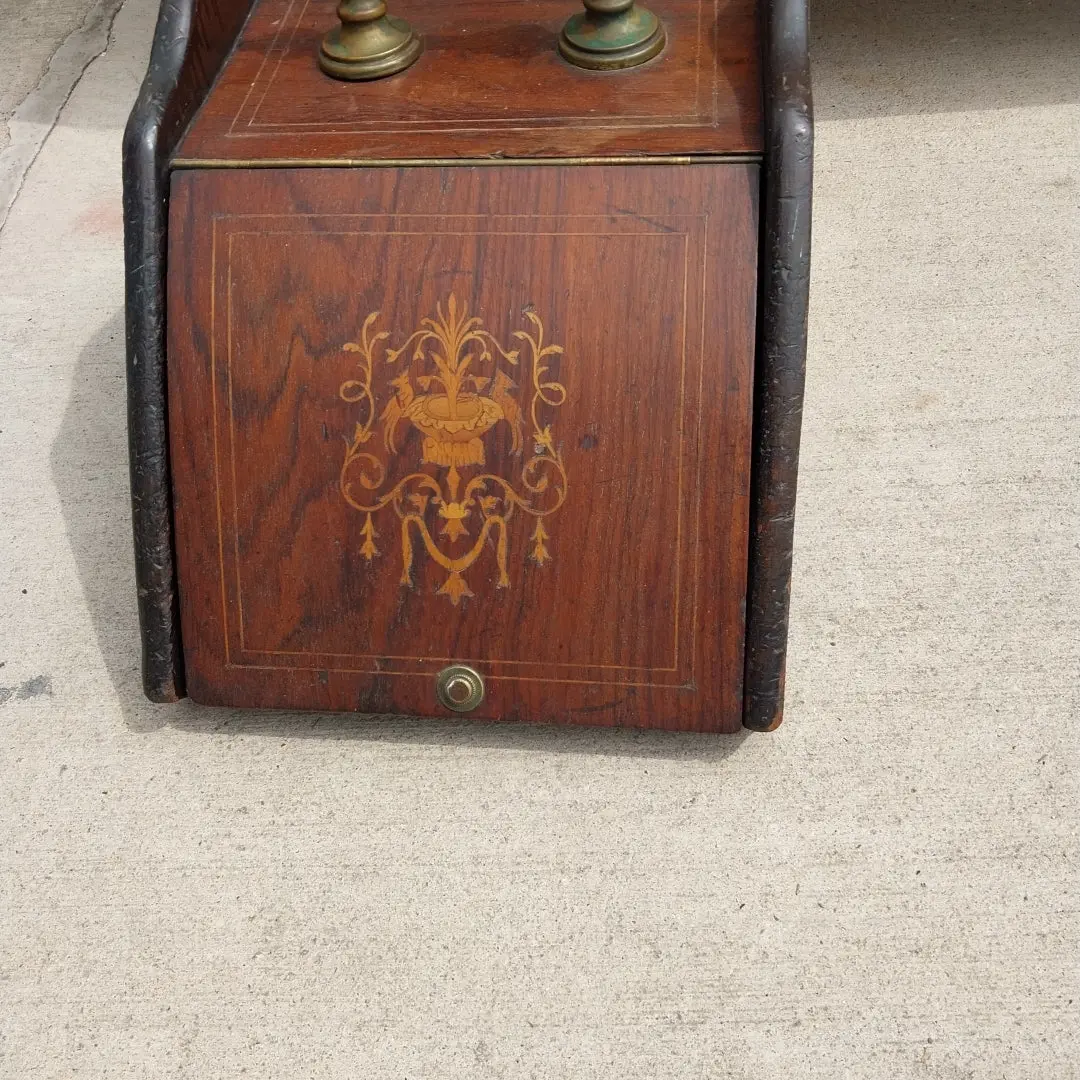19Th Century Inlaid Coal Hod With Shovel 1