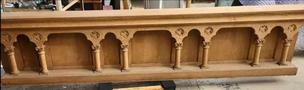 Long Arcaded Raw Oak Church Altar Rail 1