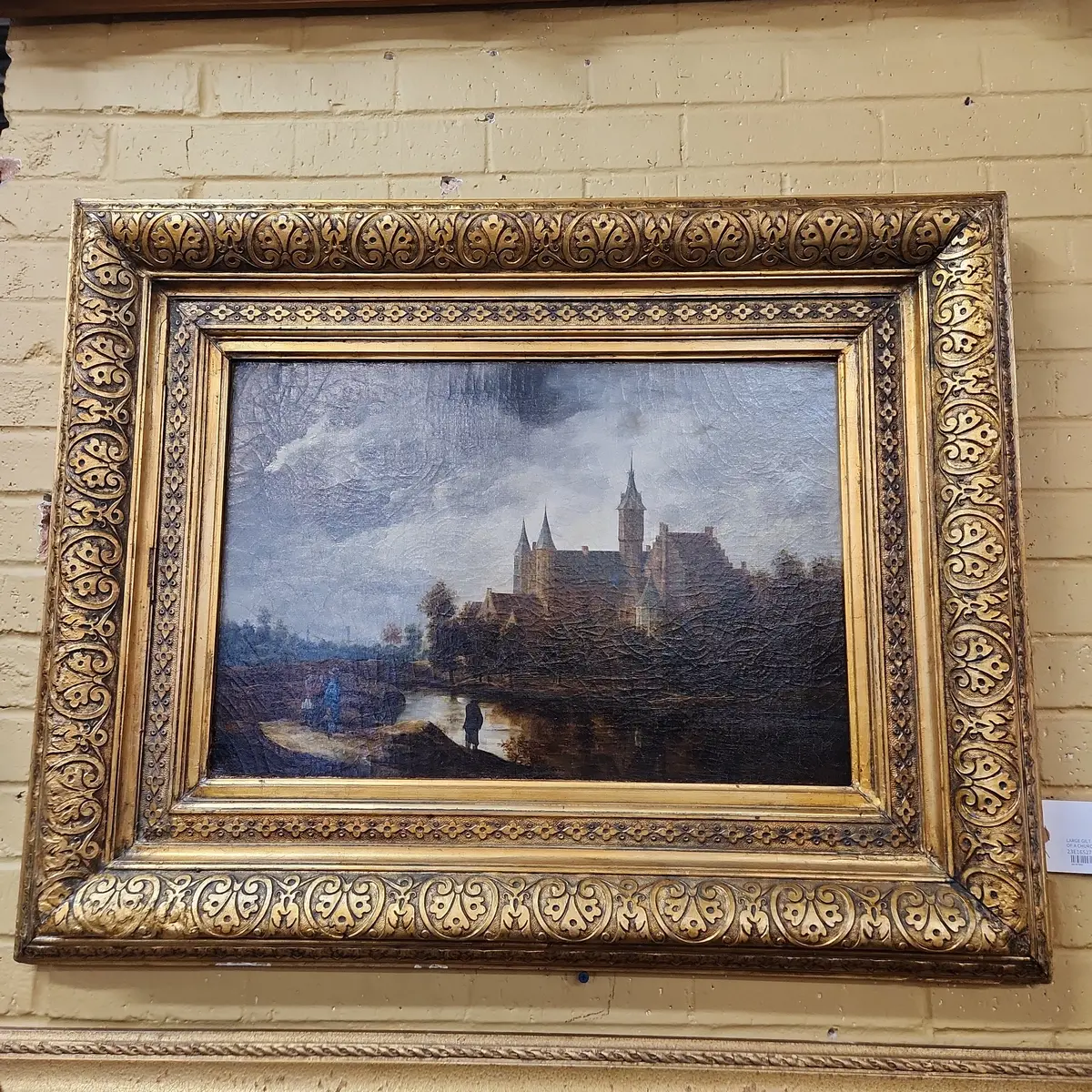 Large Gilt Framed Oil Painting Of A Church By Riusco 1