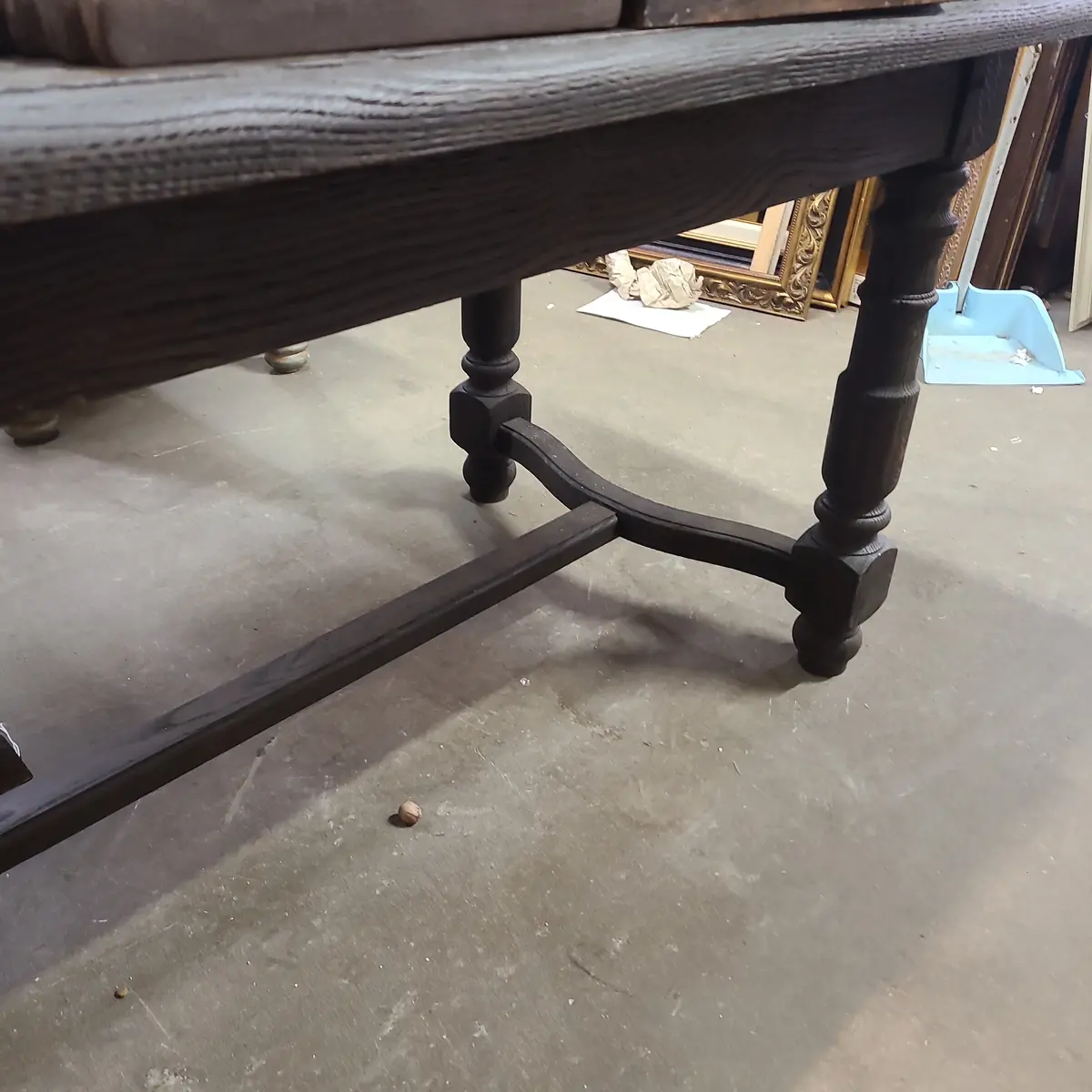 Dark  Oak Turned Leg Farm Table Trestle Table 1