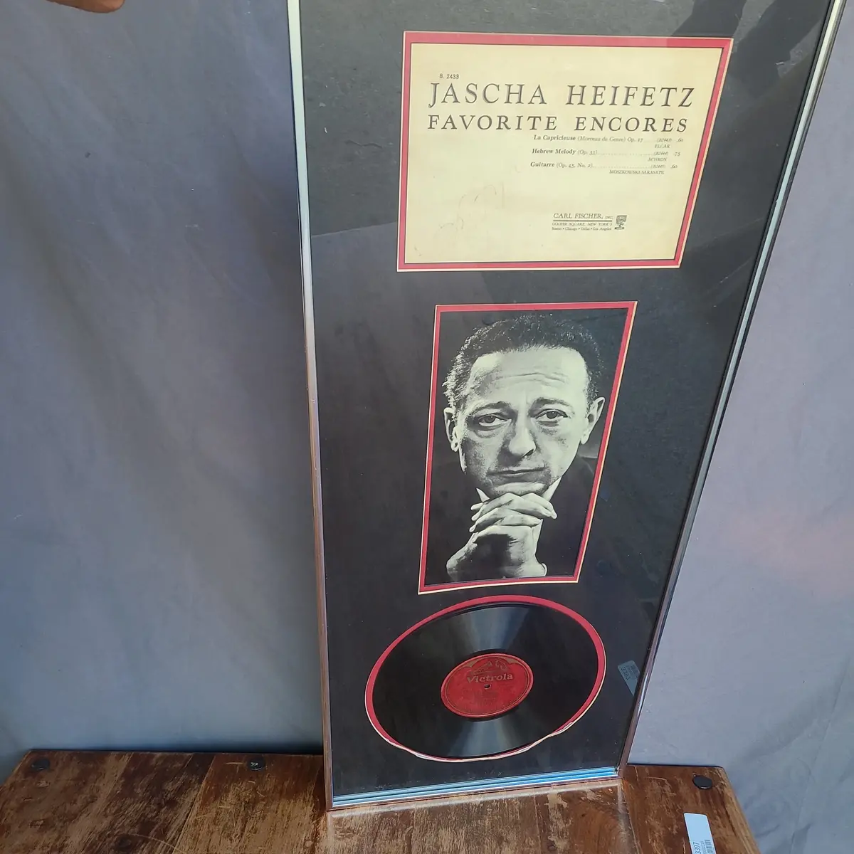 Framed Photo And Record, Jascha Heigetz Favorite Encores 1