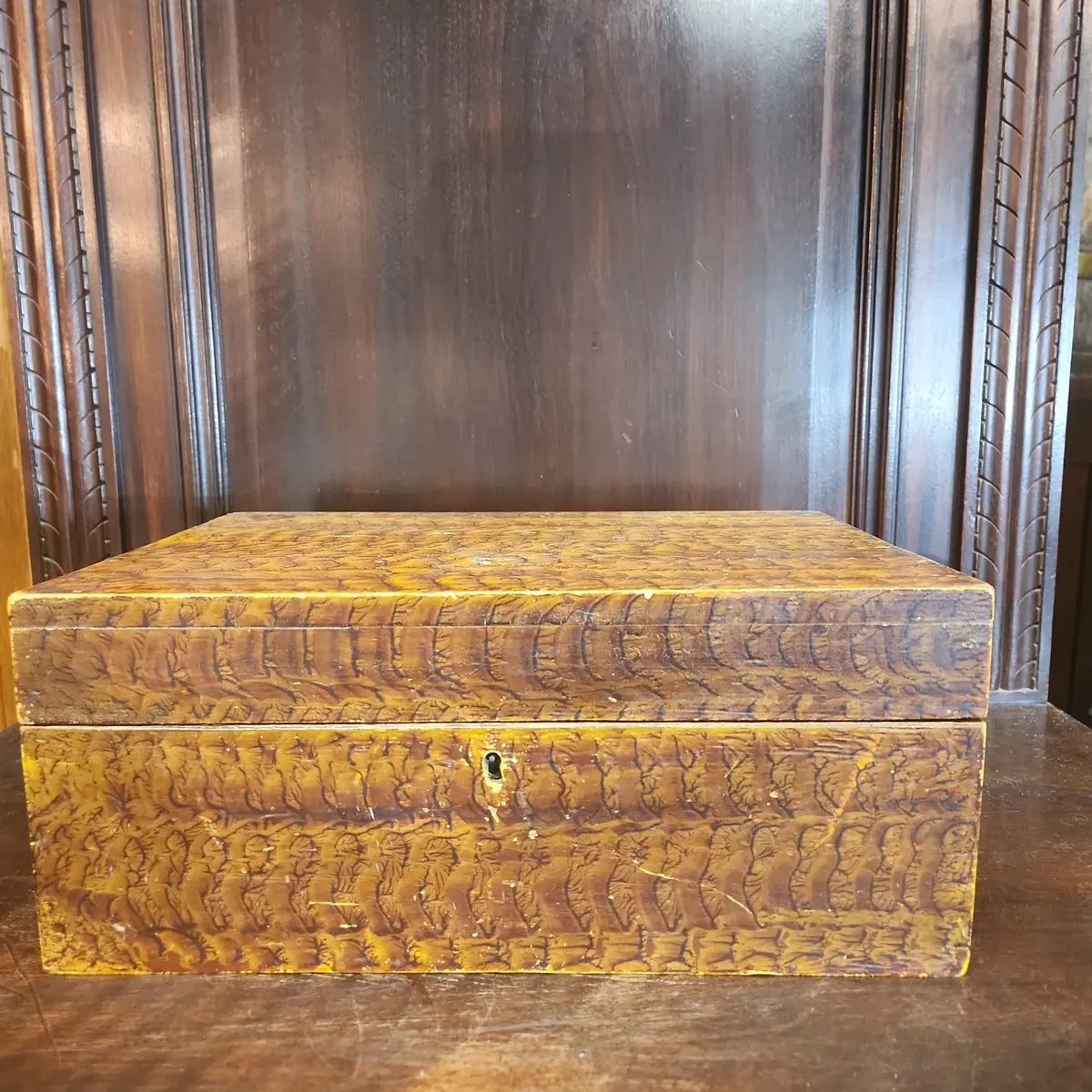 Faux Grained 19Th Century Pine Box 1