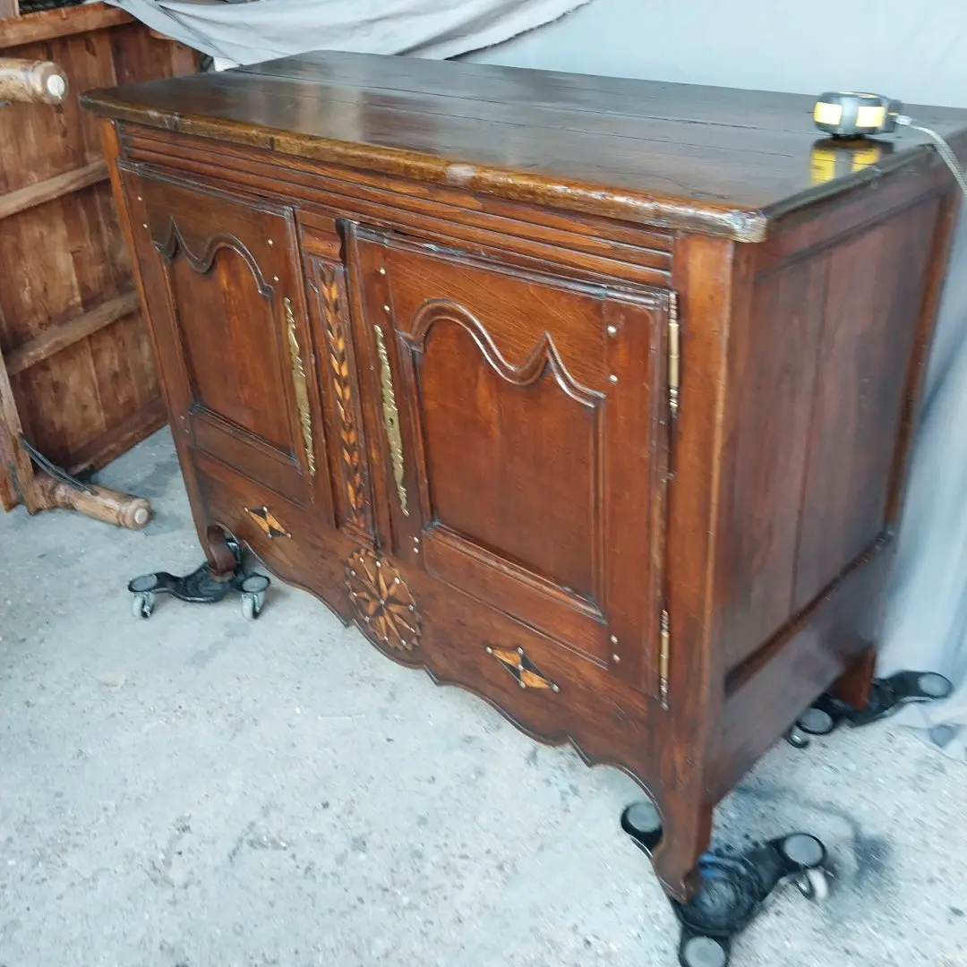 Early Louis Xv Oak Server With Inlay 1