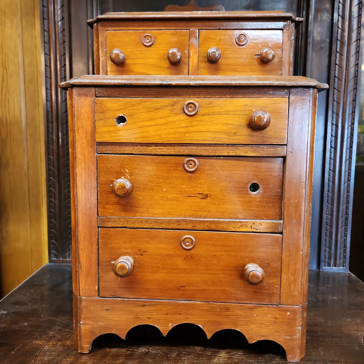 Fine Quality 19Th Century Cherry Salesman Sample Chest 1