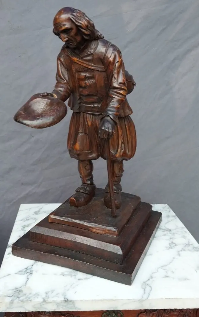 Carved Oak French Breton Figure 1