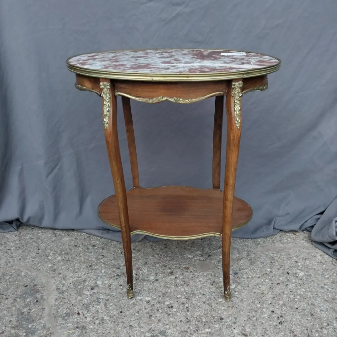 Louis Xv Oval Marble Top Side Table 1