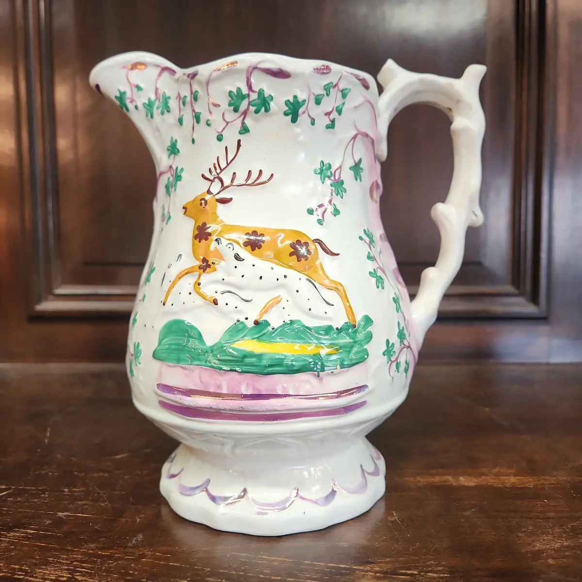 Luster Stag & Dalmation Pitcher 1