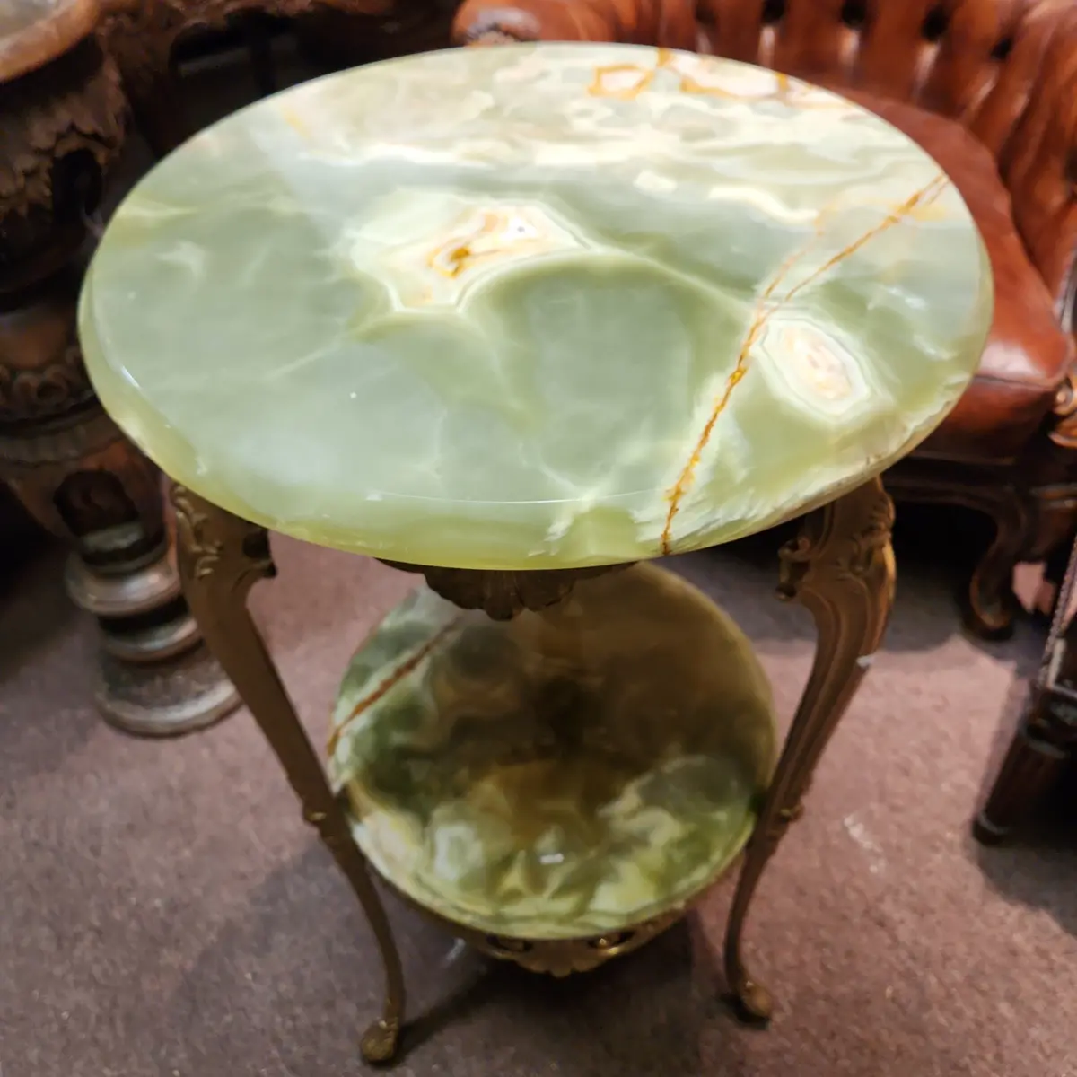 Brass Tiered Oynx Table 1