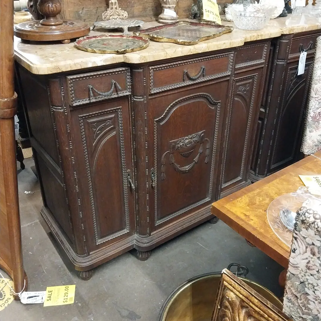 Dark Oak Server With Light Brown Marble Top 1