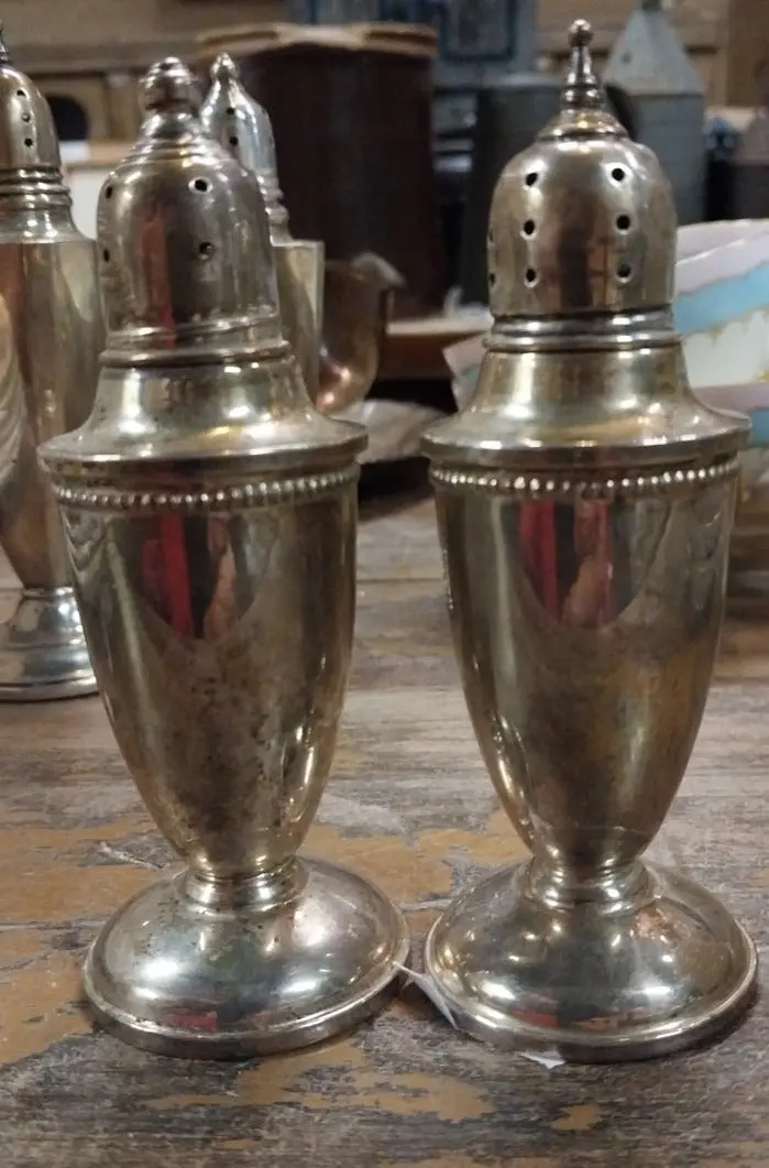 Glass Lined Sterling Silver Salt And Pepper Shakers 1