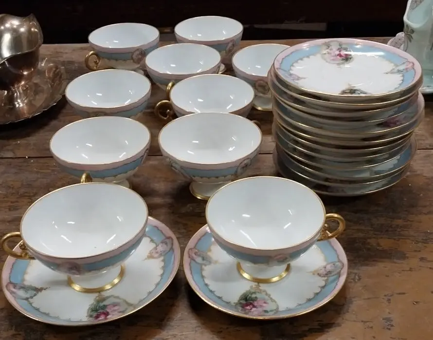 Set Of 10 Beautiful Limoge Teacups And Saucers 1
