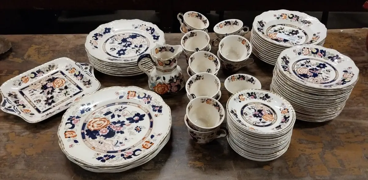 80 Piece Set Of  Mason Mandarin Pattern Iron Stone China 1