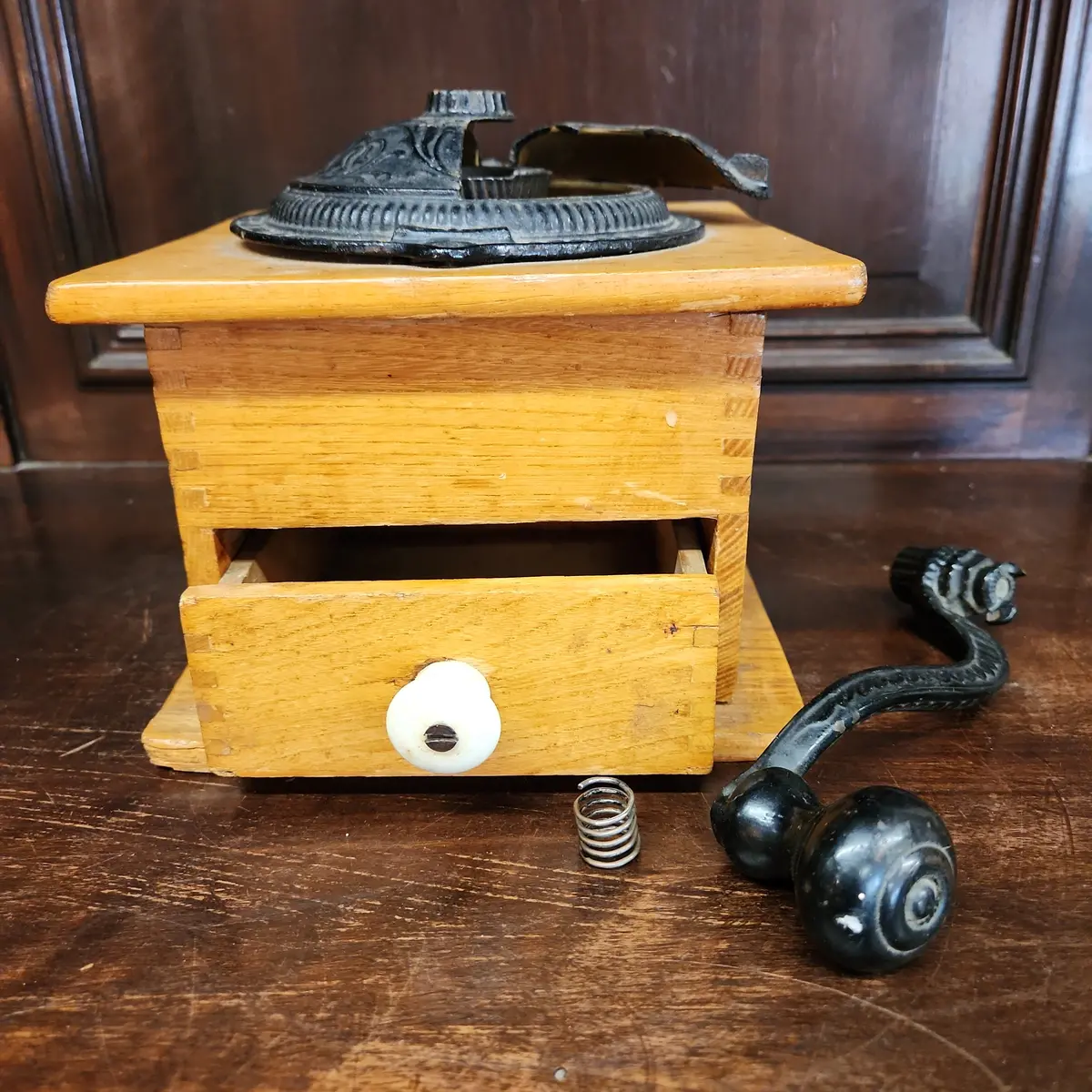 Oak And Iron Coffee Grinder 1