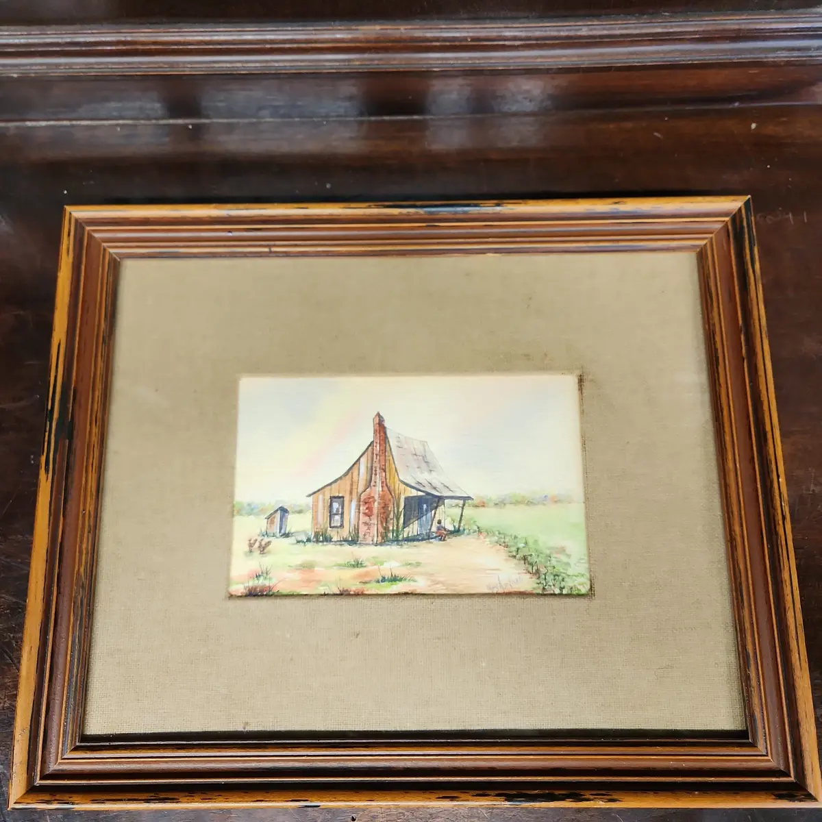 Watercolor Painting Of Small Rural House And Little Black Girl 1