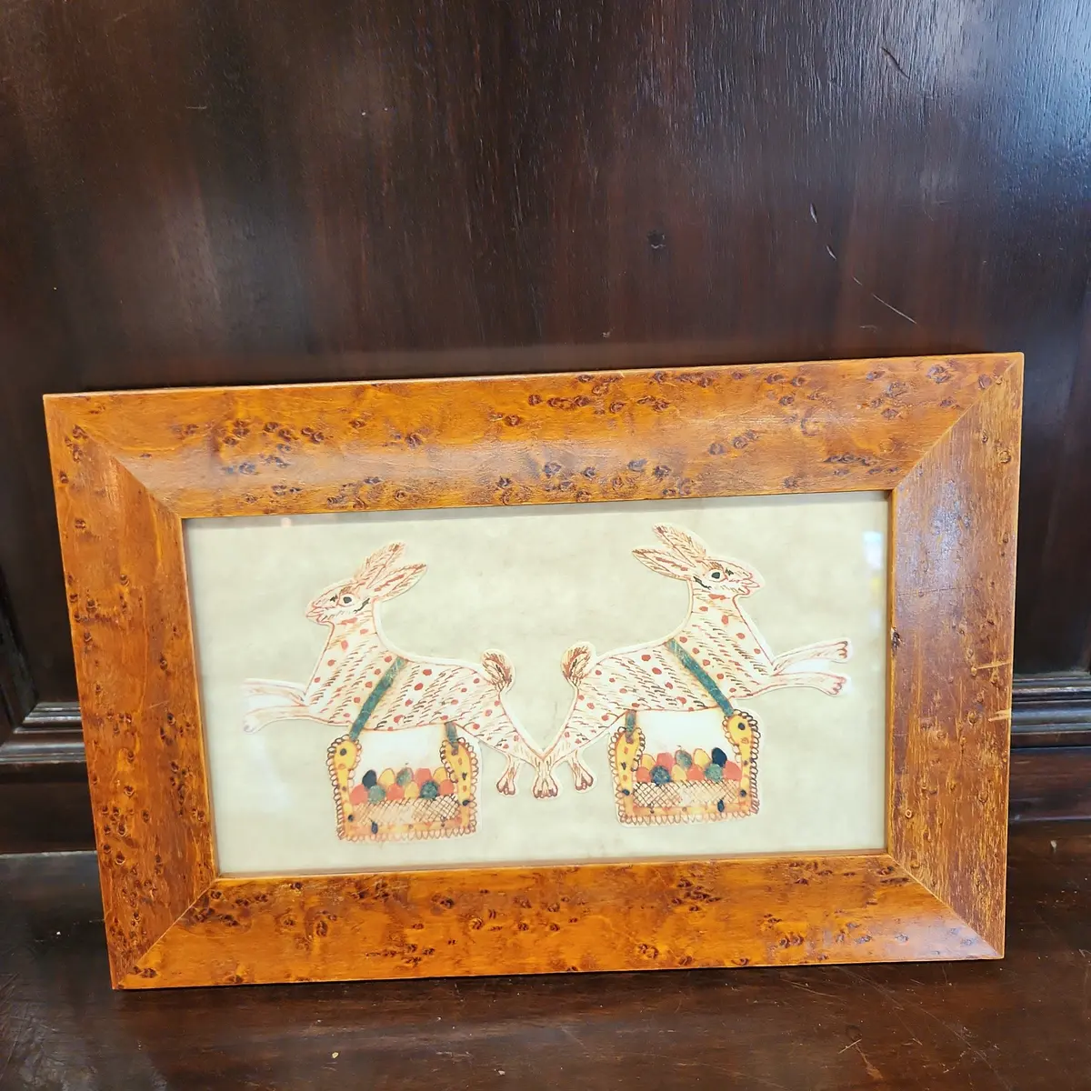 Burled Frame Rabbits Watercolor 1