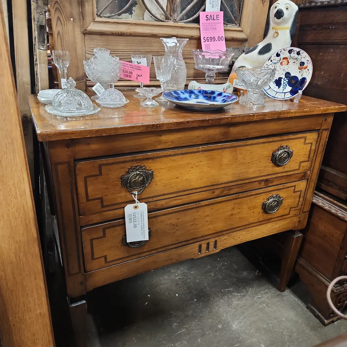 Italian Neoclassical Fruitwood Commode With Tapered Legs 1