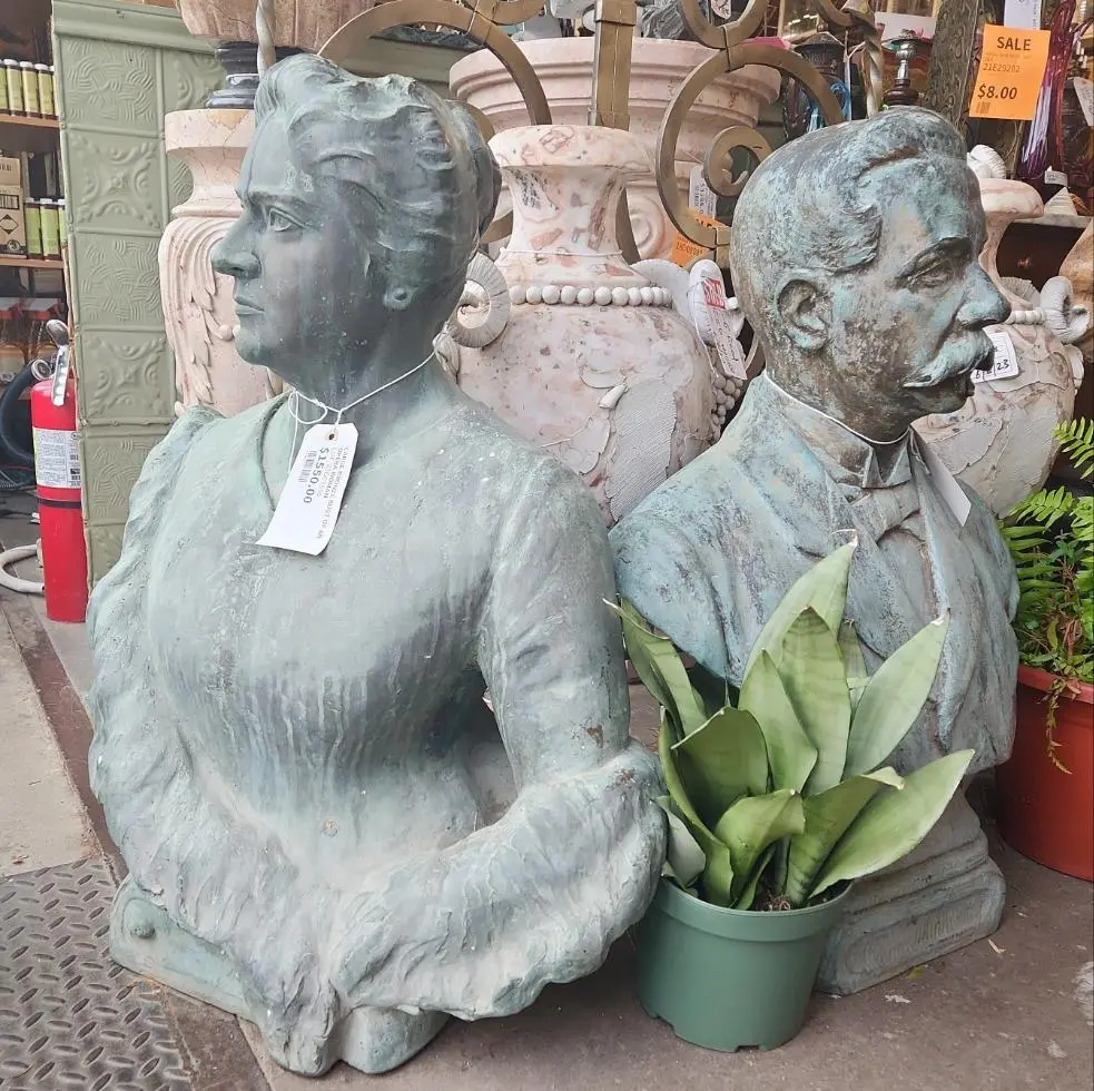 Pair Of Large  Bronze Man And Woman  Busts 1