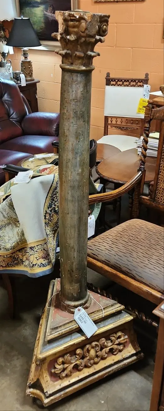 18Th C. Painted Church Column As Found 1