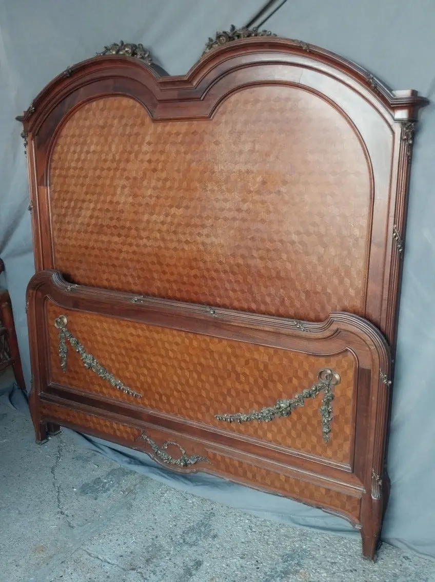 Louis Xvi Double Arch Full Size Bed With Ormolu And Inlay With Rails 1