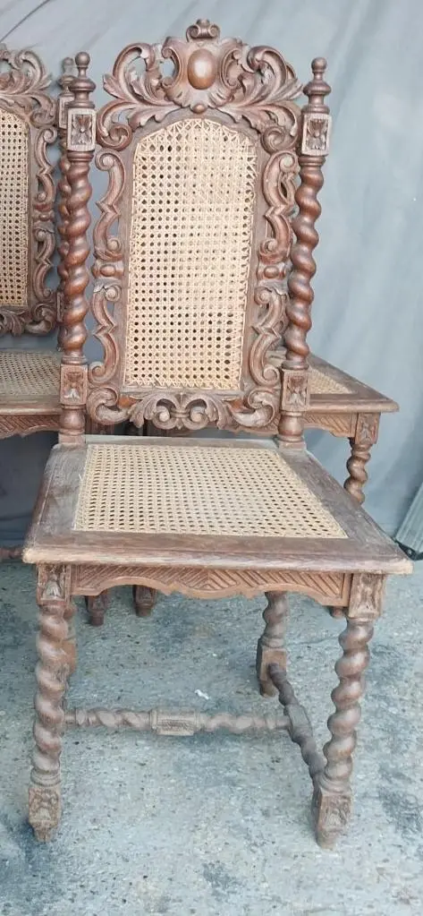 Pair Of Barley Twist Chairs With Caned Seats 1